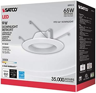 Satco S29313 9.8 watt LED Downlight Retrofit; 5 - 6; 3000k; zatamnjivanje; 120 volti 12-paket