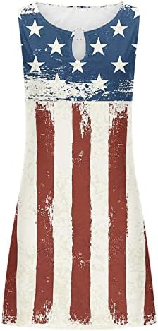 Oplxuo Casual sarafan za žene 4. jula Dan nezavisnosti haljine zastava SAD-a lepršava tunika bez rukava Mini ljetna haljina na plaži