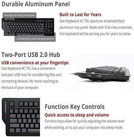 DAS tastatura 4c TKL žičana mehanička tastatura, Cherry MX smeđi mehanički prekidači, premium PBT taster-kapke, 2-port USB čvorišta