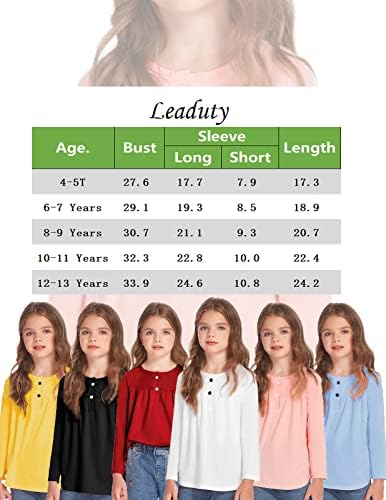 Letaty Girls 'košulje s dugim rukavima Tors T majice Crewneck Ležerne prilike labave rublice za djevojke 4-13 godina