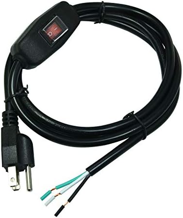 CLLSHU 6FT 18 MUTAR 3 PRONG AC kabel za napajanje sa prekidačem, pigtail, nema 5-15 utikač SJTW 18AWG