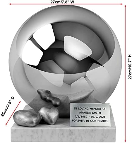 Companion od nehrđajućeg čelika Urn XL, urna za dvije odrasle osobe, velika nehrđajuća sfera urnu