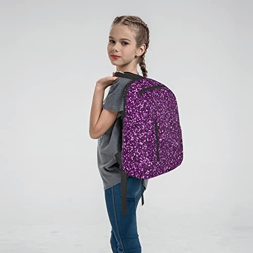 Fufumall ruksaci za tinejdžerske djevojke muškarci, ljubičaste blistaju stilski 3D uzorak ruksačke torbe za knjige Daypack 14 inčni