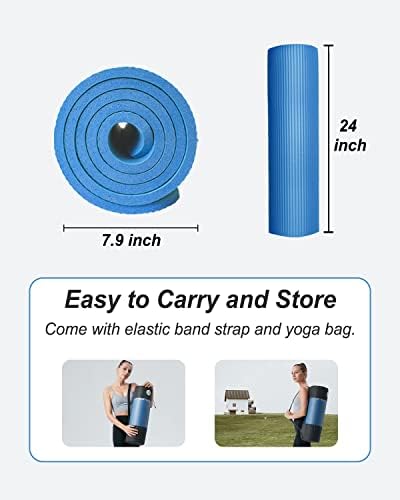 YUREN prostirka za jogu 1/2 inča izuzetno debele prostirke za vježbanje neklizajuća prostirka za vježbanje za kućnu teretanu, sa trakom