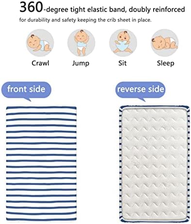 Harbour Stripe Tema sa opremljeni mini krevetić, prenosivi mini listovi krevetića Mekani i rastezljivi obloženi list krevetića za