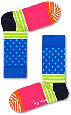 Sretne čarape 4-pakovanje Big Dot poklon set, šareni i zabavni, čarape za muškarce i žene, plavo-narandžasto-ružičasto-zeleno-žute