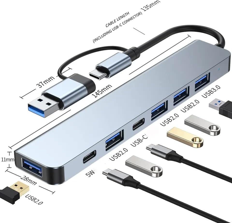 USB čvorište - Brzina munje USB C & A, 7in1 Multiport adapterski prijenosnički priključak C-Type & USB za MACBook i Windows prijenosna