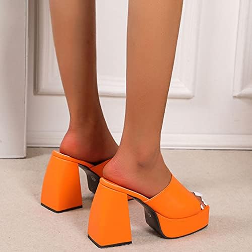 Ljetne sandale za žene seksi kvadratni peep nožni prst na Chunky High Heel Bool Color platforma Sandal papuče