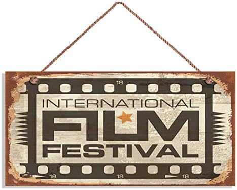 Retro filmski festivalski znak, rustikalni dekor, ukras kina, 5 x 10 znak, zidna ploča, međunarodni film, znakovi