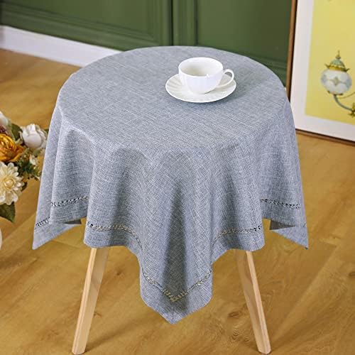 Ručno rađeni Hemstitch stolnjak prirodna tkanina stolnjak mali kvadratni rustikalni pokrivač za stol za kuhinjsku trpezariju Party čvrsta siva 36x36 inča