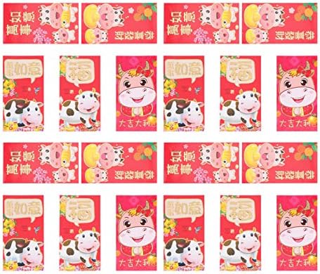 PRETYZOOM vjenčane koverte 60kom kineske crvene koverte zodijački Ox uzorak sretni novac poklon koverte paketi kineska Nova Godina