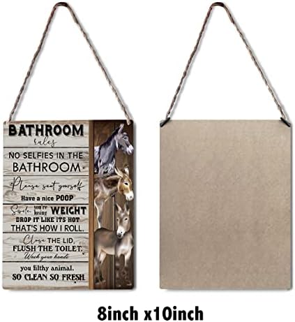 Smiješno kupatilo znakovi zidni dekor rustikalni magarac Pravila kupaonice Drvena ploča Seoska kuća Drveni viseći znakovni ukras za