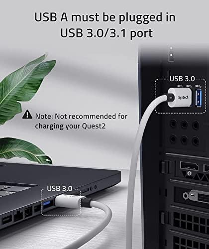 Syntech link Cable 10 ft kompatibilan sa Quest2 priborom i PC / Steam VR, brzim prenosom podataka na računaru, USB 3.0 na USB C kabl