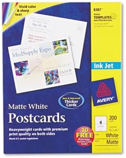 Razglednice za Inkjet štampače, 4-1/4 x 5-1 / 2, mat bela, 4 / List, 200 / kutija, ukupno 1000 EA