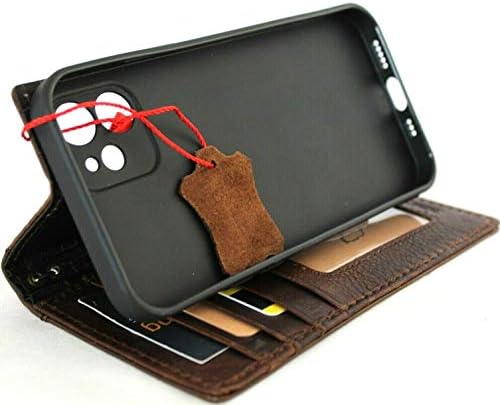 Originalna tamna tanka kožna torbica za iPhone 12 novčanik za knjige ručno rađena navlaka Luksuzni ID prozor držač kreditnih kartica