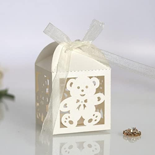 Sxymkj 10pcs plava Poklon kutija za Dan djeteta rođendanske svadbene zabave Pakovanje kutija sa slatkišima šuplji slatki medvjed