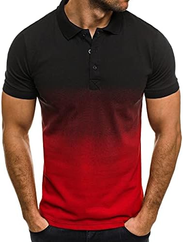 Badhub Muška modna polo majica Lapel 3D gradijent sportskih rukava Polo T-majice Casual Slim Fit Tee Basic Golf Tee