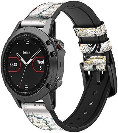 CA0216 Nautička karta koža & amp; Silikonski Smart Watch Band traka za Garmin pristup S40, Forerunner 245/245/645/645, venu Vivoactive