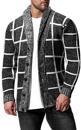 Muški jesen kaput, otvoreni modernski radovi s dugim rukavima Cardigan muški zimski čvrsti kabel pletene džemper revolo