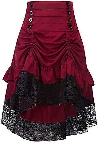 Dame suknje jesen i zimsko retro šivanje čipkaste vrećice HIP ruffle suknja gumb Elegantne zabavne suknje za žene Trendy