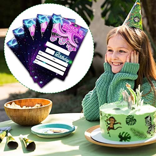 Jrrioa 20 Roller Rođendanske pozivnice sa kovertama - klizanje rođendana Favori - dječji tinejdžeri rođendanski slavi ukrasni materijal