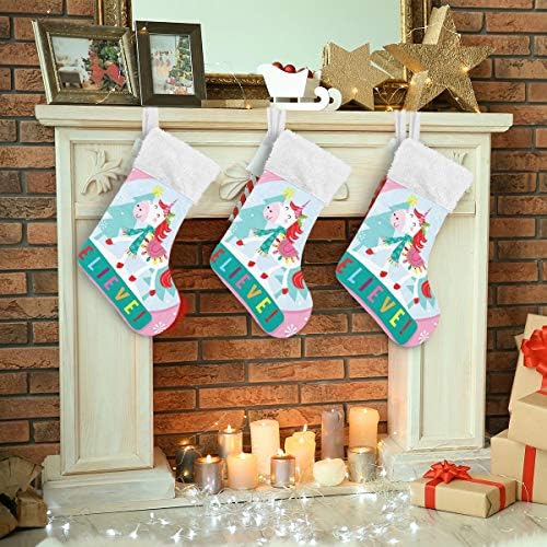 Alaza Božićne čarape Božić Jednorog Klasik Personalizirani Veliki ukrasi za čarape za obiteljski odmor Sezona Party Decor 1 Pack,