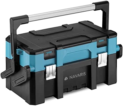 Kutija za alat Navaris Cantilever - plastični alat sa podesivim razdjelnicima i metalnim zasucama - prijenosni sistem za pohranu organizatora