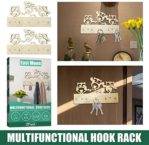 Bsxgse Creative drveni stalak Owl Hook multifunkcionalni kuke pismo i ključ držač za zid br
