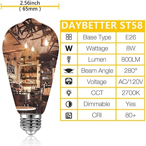 DAYBETTER Vintage LED Edison sijalice ekvivalentne 60 W, LED svjetla za spavaću sobu