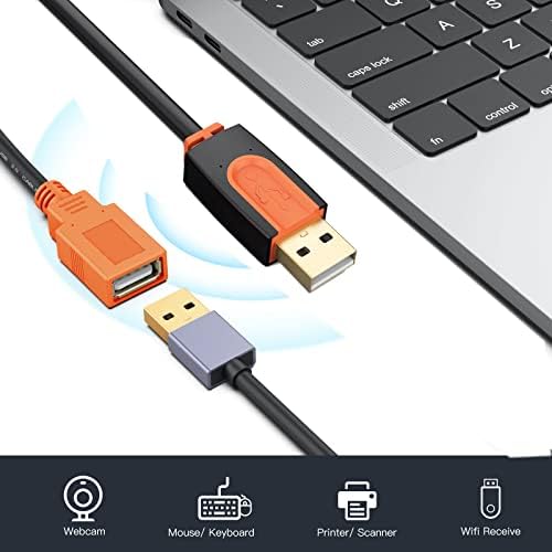 USB produžni kabl 20 ft, SNANSHI USB 2.0 Produžni kabl USB muški na ženski za web kameru, USB kameru, štampač, miš, tastaturu, kontroler