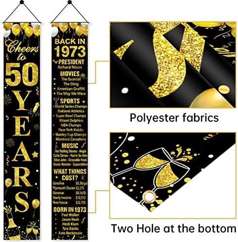 50. rođendan Banner dekoracije za žene i muškarce, crno zlato sretan 50. rođendan davne 1973. godine potrepštine za zabavu sa znakom
