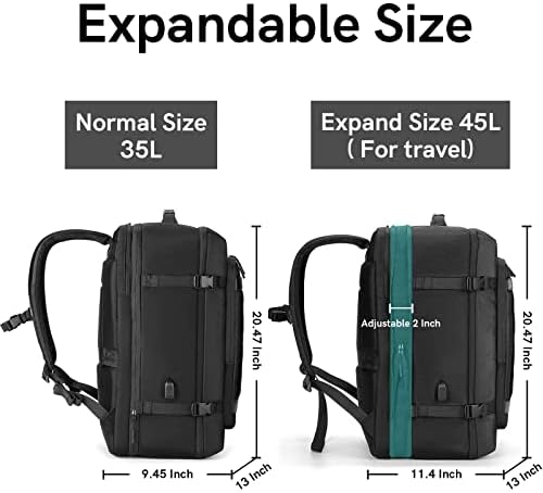 VGOAL Carry On ruksak, 40L proširivi putni ruksaci Weekender torba za noćenje preko noći Extra Large ruksak odgovara laptopu do 17,3, 45l proširiv sa 3 kocke)