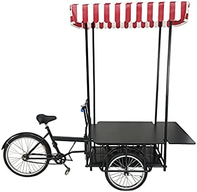 FixtureDisplays® Crna Tricyle prodajna kolica sa sladoledom karavan cvjetna kolica Kiosk farmerska pijaca štand se srušio 10052-NF