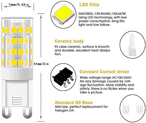 Lxcom rasvjeta G9 LED sijalica 5W LED kukuruzne sijalice G9 keramičke sijalice zamjena 50W ekvivalentne halogene sijalice Daylight