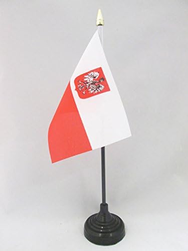 AZ Zastava Poljska sa orao zastavom zastava 4 '' x 6 '' - poljski grb zastava stola 15 x 10 cm - Zlatni koplje