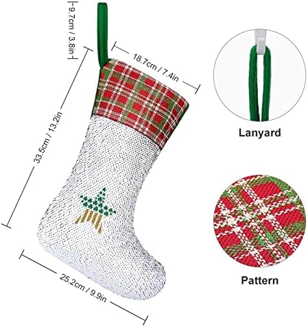 Djetelina američka zastava zvijezda Božićna čarapa sa blistavim blimblingiranjem Xmas Holiday Fireplace Mantle Party Sharent Decor