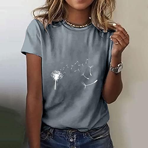 Kratki rukav meka udobna odjeća 2023 Cotton Crew Neck Lounge Top Shirt za žene jesen ljeto grafička bluza 3C 3C
