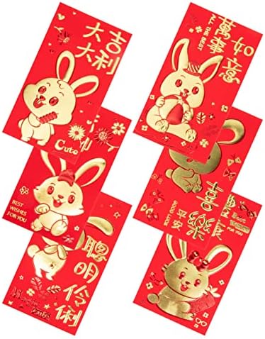 BESTOYARD Kineski 2023 crvena koverta: lunarna Nova Godina Hong Bao godina Zečjeg Crvenog džepa koverta za blagoslov 6 uzoraka Lucky