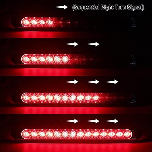Partsam 17-inčna LED prikolica sekvencijalno Skrenite lijevo desno signalna traka 14 LED 2835SMD crvena sa hromiranim zavrtnjima za