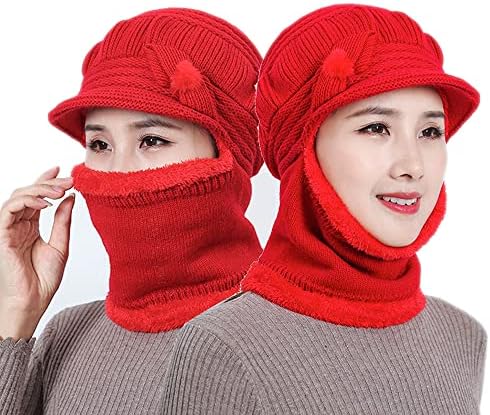 Ženska zimska topla elastična meka zaštita za uši pleteni šal šešir od flisa ženski šešir