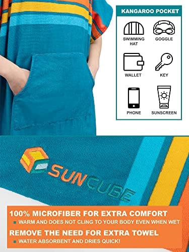 Sun CUBE Surf Poncho ogrtač za presvlačenje sa kapuljačom | brzo sušenje mokro odijelo od mikrovlakana ručnik za presvlačenje s džepom