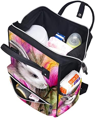 Guerotkr putni ruksak, torba za pelene, ruksačke vrećice pelena, akvarel zec životinjski crveni cvjetni uzorak