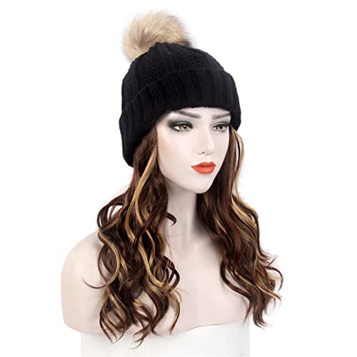 WONDER ME Fashion ženski šešir za kosu crni pleteni šešir perika duga kovrdžava isticanje smeđa perika Plus šešir