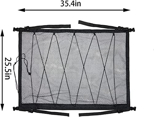 Skladište automobila Etomvoop, 90 x 65 cm Dvostruki sloj Podesivi krov automobila Unutrašnjost Sundries Mesh Cargo Net Torba sa patentnim