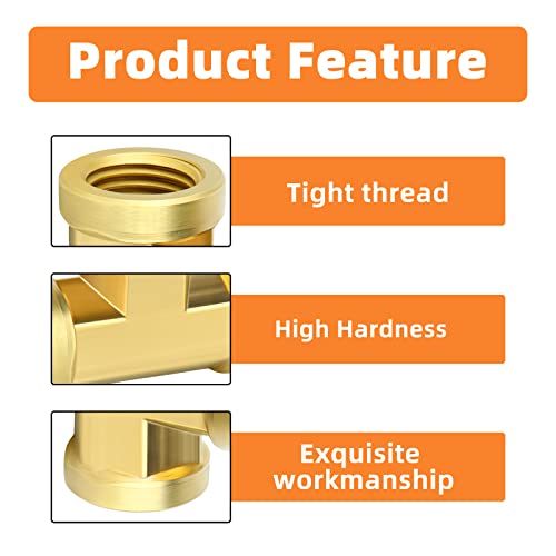 GASHER 5 kom Mesingani T-priključak, 1/4 x 1/4 x 1/4 NPT ženski okovi za cijevi