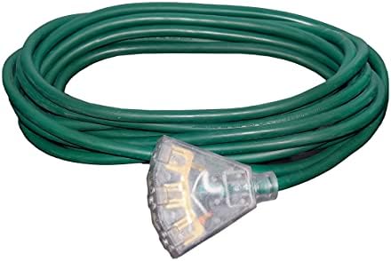 25 FT produžni kabel Vanjski i unutarnji teški teški dužnost 12 mjerač / 3 prong sjtw osvijetljeni kraj 3-outlet Dodatna trajnost