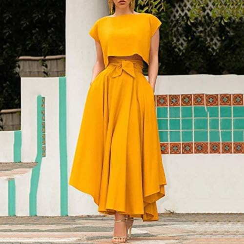 Iyyvv ženska modna proljetna ljetna casual elastična čvrsta ljuljačka s dugim suknjem