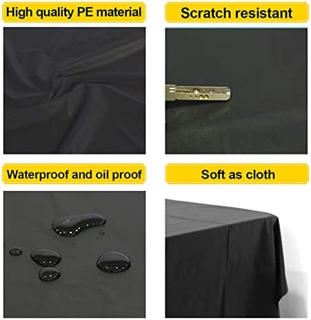 Eltnegsa 3 Pakovanje Premium jednokratna crna plastična stolnjak 108 x 54 vodootporni pravokutnik za jednokratnu upotrebu za piknik