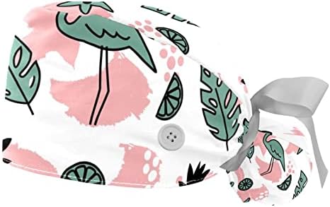2 kom sestra za piljtu kape žene duga kosa, flamingo na životinjama Podesiva radna kapa s gumbom i dunkom raznobojni