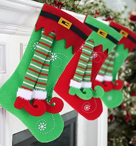 BupofromCN Personalizirane čarape Sjet 3, ukrase za uređenje doma, ELF noge čarape, za kamin Viseći obiteljski odmor Božićne ukrase,